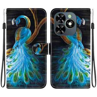 For Tecno Spark GO 2024 / 20C / Pop 8 Crystal Texture Colored Drawing Leather Phone Case(Peacock)