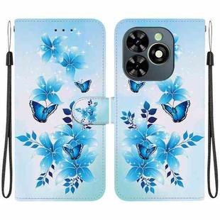 For Tecno Spark GO 2024 / 20C / Pop 8 Crystal Texture Colored Drawing Leather Phone Case(Blue Butterflies)