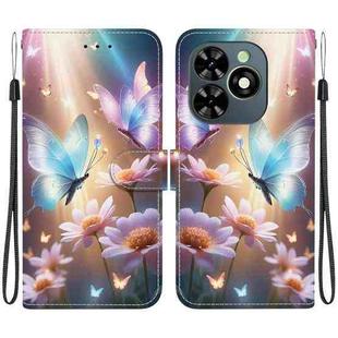 For Tecno Spark GO 2024 / 20C / Pop 8 Crystal Texture Colored Drawing Leather Phone Case(Butterfly Love Flower)