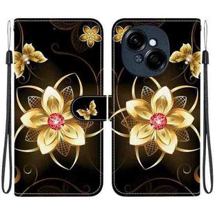 For Tecno Spark GO 1 / Pop 9 Pro Crystal Texture Colored Drawing Leather Phone Case(Gold Flower)