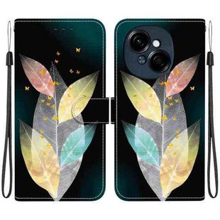 For Tecno Spark GO 1 / Pop 9 Pro Crystal Texture Colored Drawing Leather Phone Case(Colored Leaves)