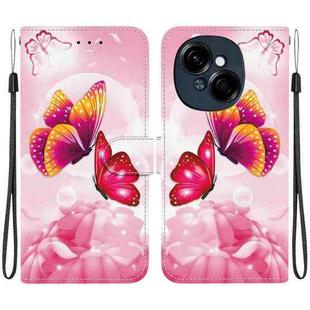 For Tecno Spark GO 1 / Pop 9 Pro Crystal Texture Colored Drawing Leather Phone Case(Pink Butterflies)