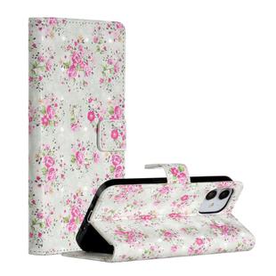 For iPhone 12 mini 3D Painted Pattern Horizontal Flip Leather Case with Holder & Card Slots & Photo Frame & Wallet(Rose Flower)