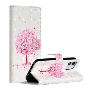 For iPhone 12 / 12 Pro 3D Painted Pattern Horizontal Flip Leather Case with Holder & Card Slots & Photo Frame & Wallet(Pink Tree)