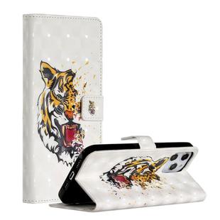 For iPhone 12 Pro Max 3D Painted Pattern Horizontal Flip Leather Case with Holder & Card Slots & Photo Frame & Wallet(Tiger)