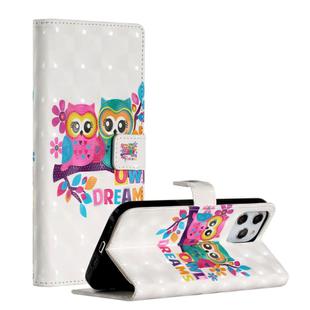 For iPhone 12 Pro Max 3D Painted Pattern Horizontal Flip Leather Case with Holder & Card Slots & Photo Frame & Wallet(Couple Cat)