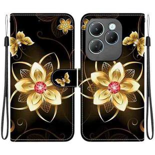 For Infinix Hot 40 / 40 Pro Crystal Texture Colored Drawing Leather Phone Case(Gold Flower)