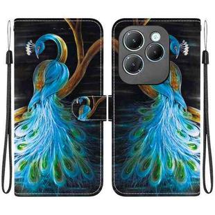 For Infinix Hot 40 / 40 Pro Crystal Texture Colored Drawing Leather Phone Case(Peacock)