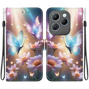 For Infinix Hot 40 / 40 Pro Crystal Texture Colored Drawing Leather Phone Case(Butterfly Love Flower)