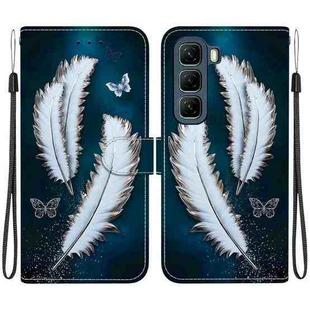 For Infinix Hot 50 5G Crystal Texture Colored Drawing Leather Phone Case(White Butterfly Feathers)