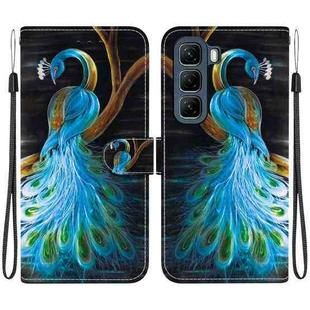 For Infinix Hot 50 5G Crystal Texture Colored Drawing Leather Phone Case(Peacock)