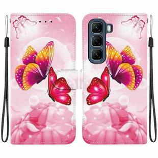 For Infinix Hot 50 5G Crystal Texture Colored Drawing Leather Phone Case(Pink Butterflies)