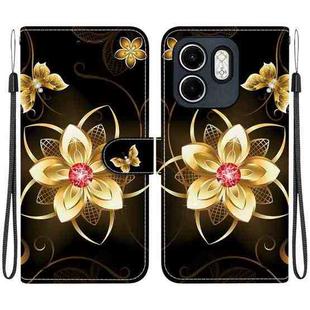 For Infinix Hot 50i / Smart 9 Crystal Texture Colored Drawing Leather Phone Case(Gold Flower)