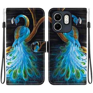 For Infinix Hot 50i / Smart 9 Crystal Texture Colored Drawing Leather Phone Case(Peacock)