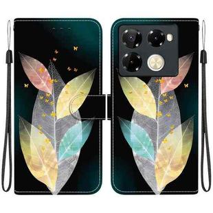 For Infinix Note 40 Pro 4G / 5G / Pro+ Crystal Texture Colored Drawing Leather Phone Case(Colored Leaves)