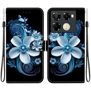 For Infinix Note 40 Pro 4G / 5G / Pro+ Crystal Texture Colored Drawing Leather Phone Case(Black Orchid)