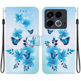 For Infinix Note 40 4G Crystal Texture Colored Drawing Leather Phone Case(Blue Butterflies)