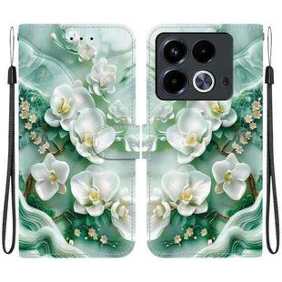 For Infinix Note 40 4G Crystal Texture Colored Drawing Leather Phone Case(Jade Flowers)