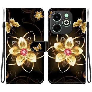 For Infinix Smart 8 / HD / Hot 40i Crystal Texture Colored Drawing Leather Phone Case(Gold Flower)