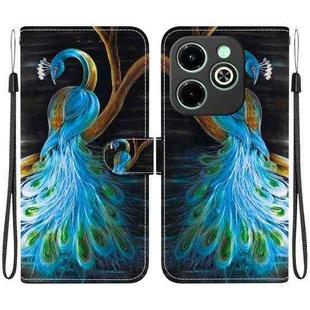 For Infinix Smart 8 / HD / Hot 40i Crystal Texture Colored Drawing Leather Phone Case(Peacock)