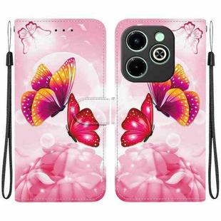 For Infinix Smart 8 / HD / Hot 40i Crystal Texture Colored Drawing Leather Phone Case(Pink Butterflies)