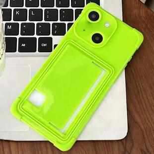 For iPhone 15 Plus Macaron Color Side Card Slot TPU Phone Case(Green)