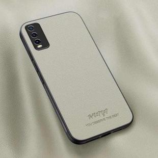For vivo Y30 HUIYI Leather Magnetic Phone Case(White)