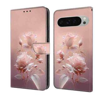 For Google Pixel 9 Pro XL Fresh Painted Leather Phone Case(Ceramic Flowers)