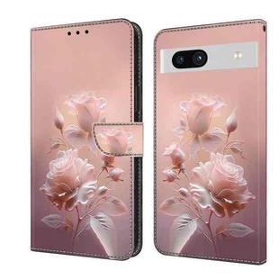 For Google Pixel 8a Fresh Painted Leather Phone Case(Ceramic Flowers)