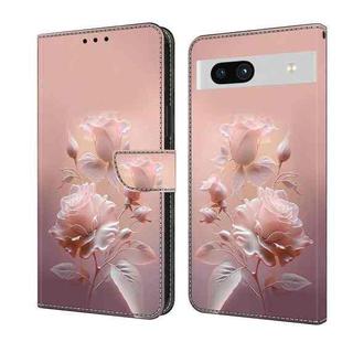 For Google Pixel 7 Fresh Painted Leather Phone Case(Ceramic Flowers)