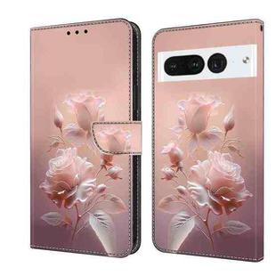 For Google Pixel 7 Pro Fresh Painted Leather Phone Case(Ceramic Flowers)