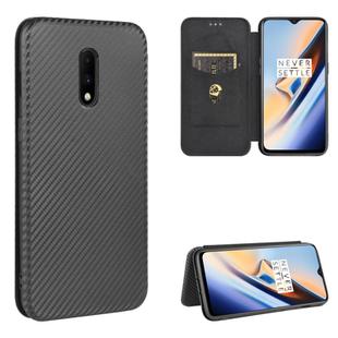 For OnePlus 7 Carbon Fiber Texture Horizontal Flip TPU + PC + PU Leather Case with Card Slot(Black)