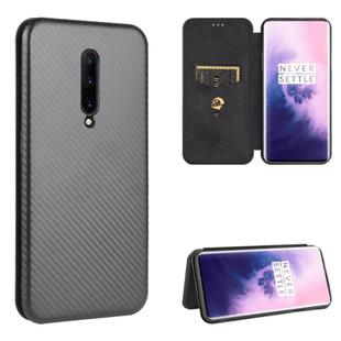 For OnePlus 7 Pro Carbon Fiber Texture Horizontal Flip TPU + PC + PU Leather Case with Card Slot(Black)