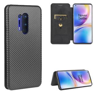 For OnePlus 8 Pro Carbon Fiber Texture Horizontal Flip TPU + PC + PU Leather Case with Card Slot(Black)