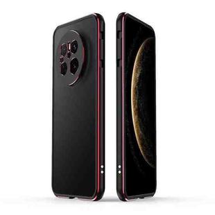 For Huawei Mate 70 Aurora Series Lens Protector + Metal Frame Phone Case(Black Red)