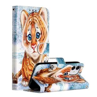 For iPhone 12 mini Painted Pattern Horizontal Flip Leather Case with Holder & Card Slots & Photo Frame(Tiger)