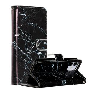 For iPhone 12 / 12 Pro Painted Pattern Horizontal Flip Leather Case with Holder & Card Slots & Photo Frame(Black Marble)