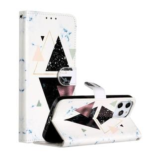 For iPhone 12 Pro Max Painted Pattern Horizontal Flip Leather Case with Holder & Card Slots & Photo Frame(Triangular Marble)