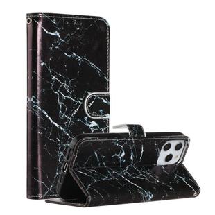 For iPhone 12 Pro Max Painted Pattern Horizontal Flip Leather Case with Holder & Card Slots & Photo Frame(Black Marble)