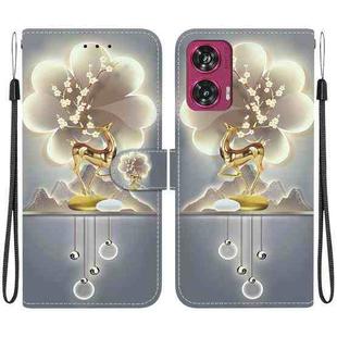 For Motorola Edge 50 Fusion Crystal Texture Colored Drawing Leather Phone Case(Sika Deer)