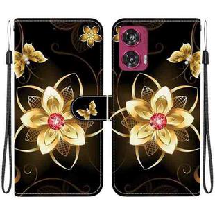 For Motorola Edge 50 Fusion Crystal Texture Colored Drawing Leather Phone Case(Gold Flower)