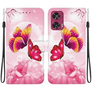 For Motorola Edge 50 Fusion Crystal Texture Colored Drawing Leather Phone Case(Pink Butterflies)