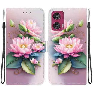 For Motorola Edge 50 Fusion Crystal Texture Colored Drawing Leather Phone Case(Lotus)