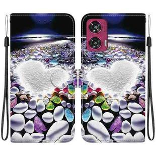 For Motorola Edge 50 Fusion Crystal Texture Colored Drawing Leather Phone Case(Heart Shaped)