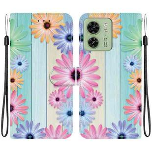 For Motorola Edge 40 Crystal Texture Colored Drawing Leather Phone Case(Sunflowers)