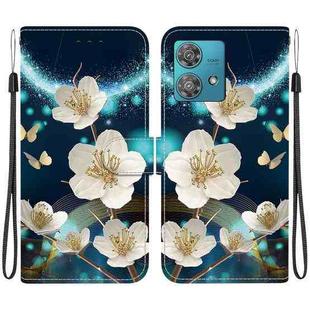 For Motorola Edge 40 Neo Crystal Texture Colored Drawing Leather Phone Case(Magnolia)