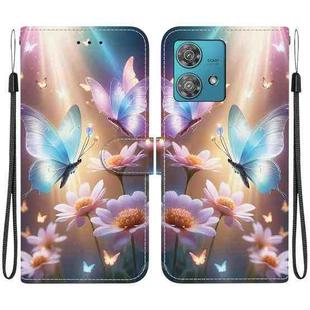 For Motorola Edge 40 Neo Crystal Texture Colored Drawing Leather Phone Case(Butterfly Love Flower)