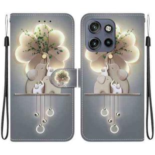 For Motorola Edge 50 Neo 5G Global Crystal Texture Colored Drawing Leather Phone Case(Elephants)