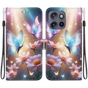 For Motorola Edge 50 Neo 5G Global Crystal Texture Colored Drawing Leather Phone Case(Butterfly Love Flower)