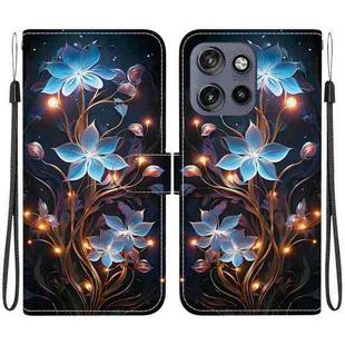 For Motorola Edge 50 Neo 5G Global Crystal Texture Colored Drawing Leather Phone Case(Little Lantern Flower)